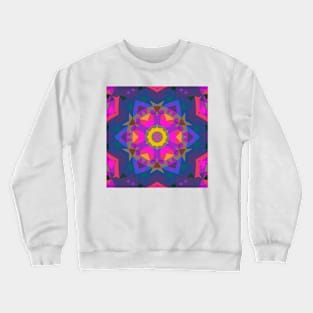 Retro Mandala Flower Pink Purple Blue and Yellow Crewneck Sweatshirt